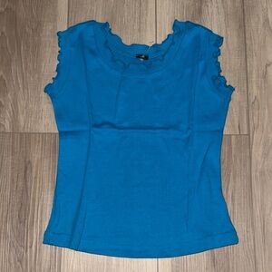 Vibrant Blue Ruffle Sleeve Women's Tank